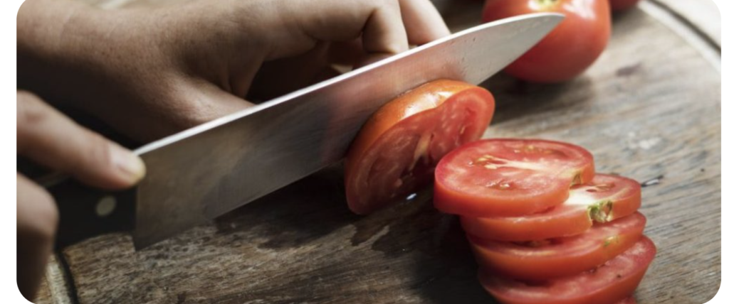 Cutting vegetable.